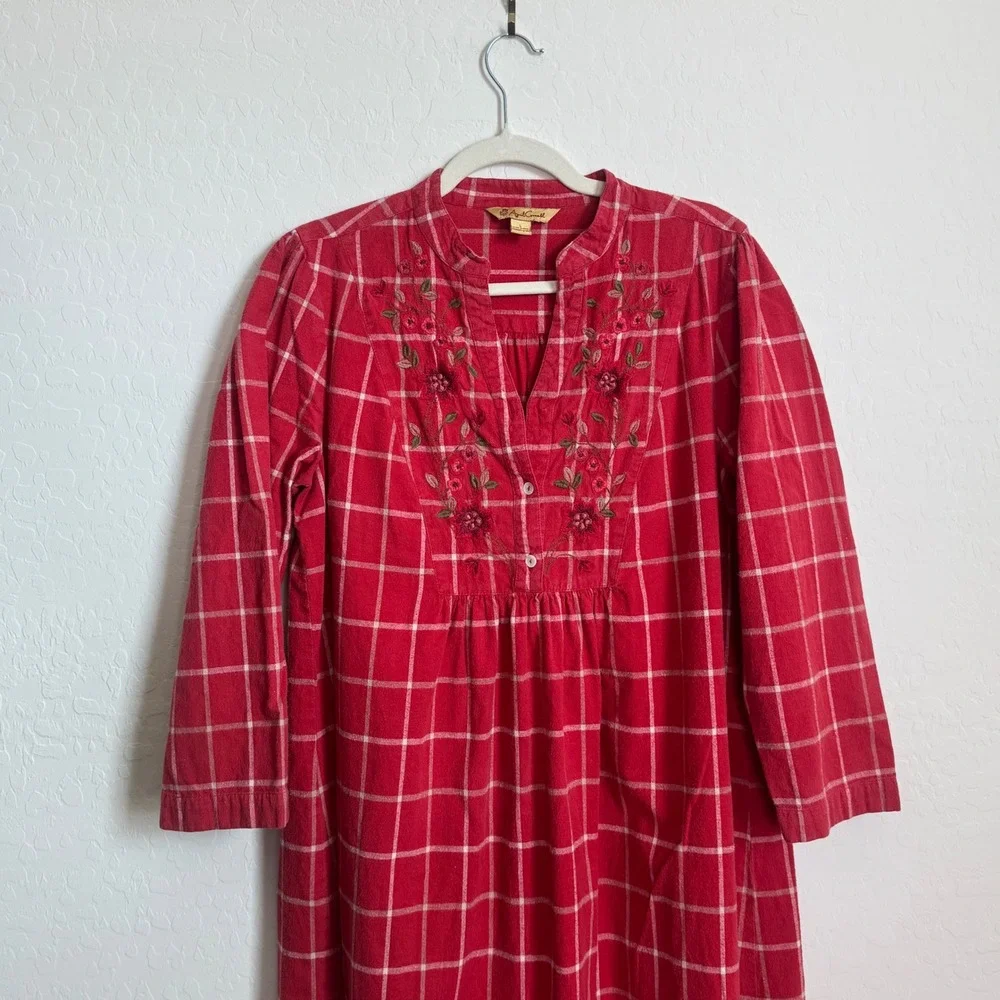 April Cornell Women's L Flannel Nightgown‎ Cabincore Prairie Tomatogirl Plaid